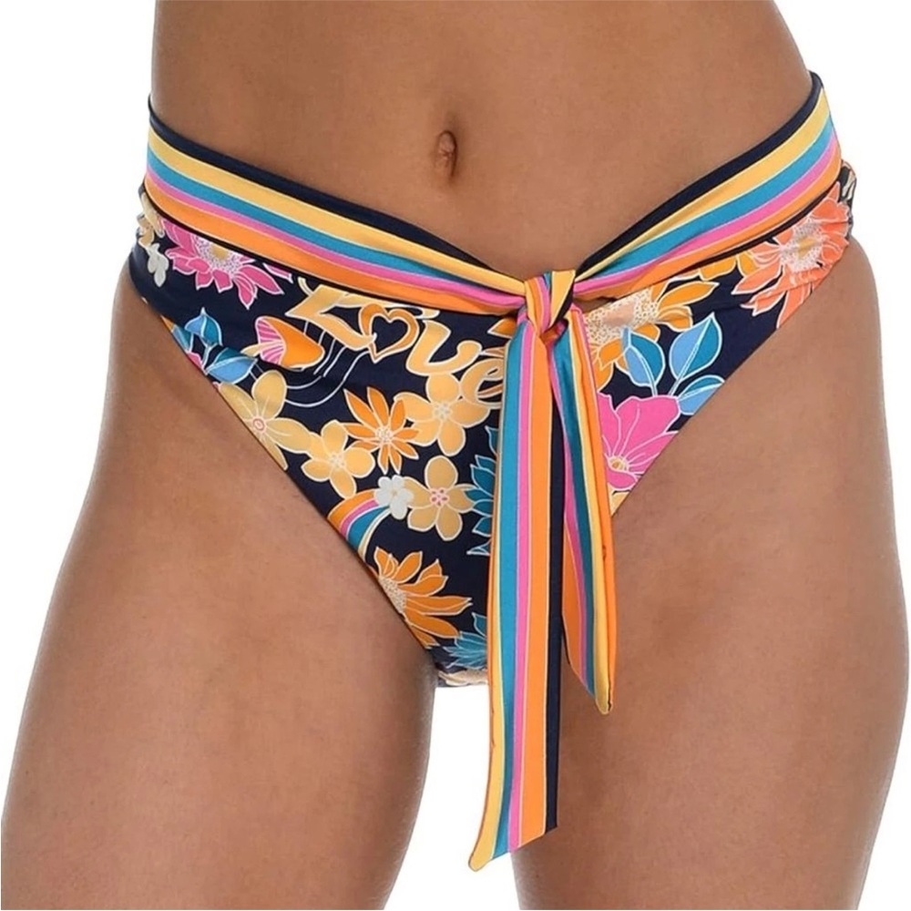 Sunshine 79 Multicolor Floral and Stripe Bikini Bottoms Women’s Size 10 NWT